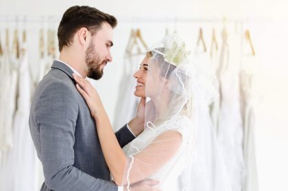 Happy couple on their wedding day