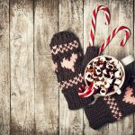 Holiday period gloves and hot chocolate