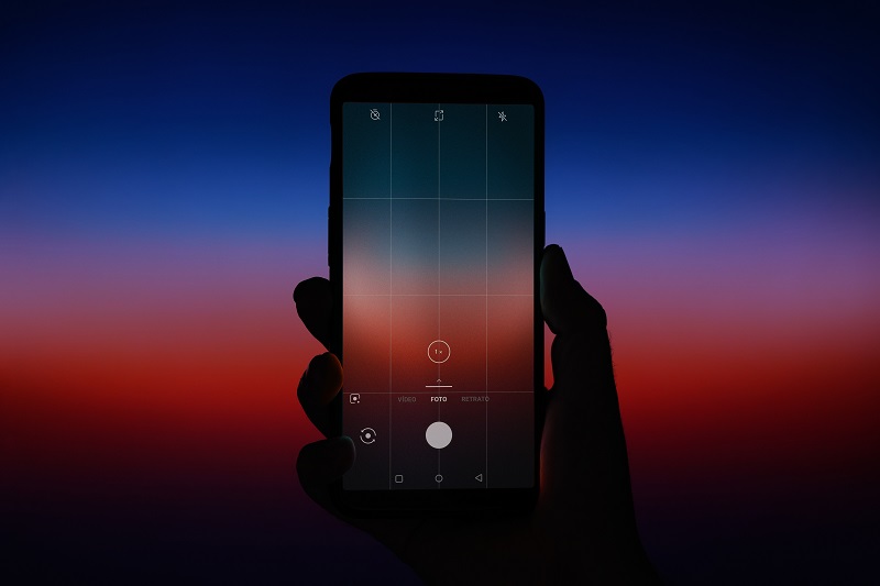 Mobile phone screen with night sky