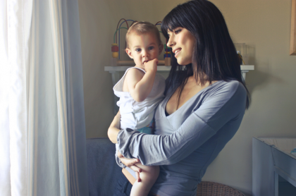 Woman holding a baby